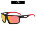 Outdoor sports sunglasses with colorful reflective lenses, windproof UV protection for skiing. - C8-Black Frame Red Mirror Lens