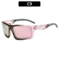 Outdoor sports sunglasses windproof UV protection pink frame fashion eyewear for adults - C9-Black Pink Frame Pink Mirror Lens