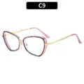 Montura de gafas de ojo de gato de metal con bordes rosados elegantes para la moda - Montura Violeta Lente Transparente