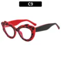 Occhiali da sole cat eye motivo leopardo rosso nero variante C9 accessorio moda trendy - C9 Montatura Nero Rosso Lenti Chiare