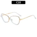 Gafas de ojo de gato de metal con lentes transparentes y diseño elegante en oro y blanco. - Marco Blanco Lente Blanco