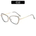 Gafas de sol cuadradas ojo de gato de metal con montura transparente muy elegante. - Montura Gris Transparente Lente Clara