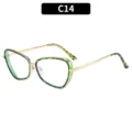 Gafas de gato metal carey verde moda variante C14 monturas ópticas elegantes con estilo - Montura Verde Lente Transparente