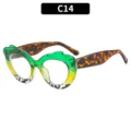 Occhiali da sole alla moda irregolari con montatura sfumata per feste e viaggi. - C14 Montatura Tartarugato Verde Giallo Lenti Chiare