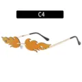 Flame Sunglasses C4 Variant, Unique Trendy Frameless Metal Orange Sun Glasses for Women - C4 Gold Frame Red Mirror