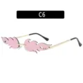 Trendy rimless flame sunglasses for women, stylish pink metal frame sun glasses for outdoor use. - C6-Gold Frame Pink Mirrored