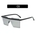 Occhiali da sole oversize monopezzo in stile urbano, elegante montatura nera, modello C6. - C6-Nero Lucido Specchiato Argento