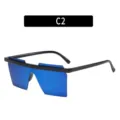 Occhiali da sole monopezzo alla moda streetwear da donna variante C2 lenti blu specchiate - C2-Nero Lucido Specchiato Blu