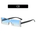 Lunettes de soleil monobloc sans monture tendance avec verres dégradés bleus pour tous. - C8-Monture Argentée Verres Bleus
