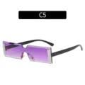 Variante de lunettes de soleil sans monture dégradé violet, petite lunette carrée tendance. - C5-Monture Argentée Verres Violets