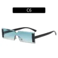 Lunettes de soleil tendance sans monture dégradé bleu, variante carrée élégante C6. - C6-Monture Noire Verres Verts