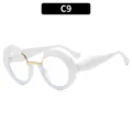 Gafas redondas blancas anti luz azul moda mujer ópticas geométricas de tendencia C9 SKU - C9-Montura Blanca Lentes Transparentes