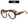 Elegantes gafas de mujer redondas anti luz azul carey C10 accesorios de moda tendencia - Montura Leopardo Lente Transparente