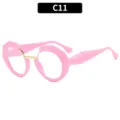 Gafas de moda mujer redondas anti luz azul montura geométrica rosa de tendencia - C11 Montura Rosa Lentes Transparentes