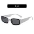 Occhiali da sole rettangolari bianchi C10 moda tendenza estate donna uomo cool chic - Montatura bianca lente grigie