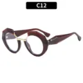 Moderna gafas geométricas anti luz azul para mujer, elegante montura vino tinto, C12 - C12 Montura Granate Lentes Transparentes
