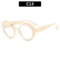 Elegantes gafas de mujer anti luz azul, montura geométrica irregular beige C13. - C13 Montura Beige Lentes Transparentes