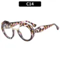Gafas anti luz azul de moda con montura redonda geométrica única y elegante patrón de carey. - C14 Montura Carey Lentes Transparentes