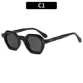 Retro schwarze polygonale Sonnenbrille für Damen und Herren, stilvoller vintage Sonnenschutz. - Schwarzer Rahmen Graue Gläser