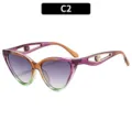 Modische Damen Farbverlauf Cat-Eye-Sonnenbrille mit Perlverzierungen für den Sommer. - C2 Lila Rahmen Doppelte Graue Gläser