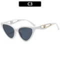 Weiße Cat-Eye-Sonnenbrille mit goldenen Bügeln und Perle, schicke Sommer Brille Variante C3 - Weißes Gestell Graue Gläser