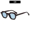 Retro achteckige Sonnenbrille für Damen und Herren mit stylischem dickem Rahmen und blauen Gläsern. - Weinroter Rahmen Blaue Linsen