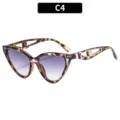 Modische Damen Sonnenbrille im Cat-Eye-Stil mit Schildpatt-Rahmen und Perlen-Bügeln C4 - C4-Schildpatt Rahmen Doppelte Graue Gläser