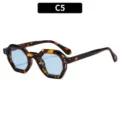 Vintage Polygon Schildpatt Rahmen Sonnenbrille mit Hellblauen Gläsern Variante C5. - Schildpatt Blau