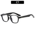 Montura de gafas negra clásica con diseño cuadrado vintage y elegantes remaches. - Montura Negra Lentes Transparentes