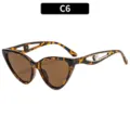 Damen Mode Katzenaugen Sonnenbrille Schildpatt Rahmen hohler Perlen Bügel Sonnenbrille - C6-Leopard Rahmen Braun
