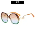 Women oversized gradient sunglasses with pearl decor, chic tortoise shell frame variant C6. - C6-Yellow Tortoise and Green Frame Tea Blue Lens