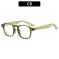 Montura de gafas minimalista casual con remaches, estilo japonés moderno y elegante. - Montura Verde Lentes Blancas
