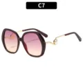 Oversized gradient lens sunglasses for women luxury pearl metal temples chic eyewear - C7-Dark Tea Frame Purple Yellow Lens