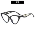 Modischer Damen Katzenauge Brillenrahmen schwarz optische Brille mit Perlen Detail - Schwarzer Rahmen Weiße Linse