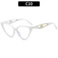 Modische Damen Katzenauge Brille weisser Rahmen mit goldenen Perlen Buegel Brillenkorrektur - C10-Weißer Rahmen Klare Linsen