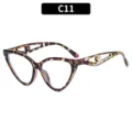 Schicke Damen Katzenauge Brillenrahmen Schildpatt Muster optische Brille mit Perlen Bügeln - C11 Schildpatt Rahmen Weißes Glas