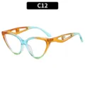 Farbverlauf Katzenauge Sonnenbrille für Damen mit Perlen Bügeln, modischer Sommer Brillenfassung. - C12-Orange Blauer Rahmen Weiße Gläser