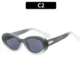 Gafas de sol ovaladas vintage francesas para mujer, elegante montura degradada gris blanca - Azul Degradado