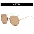 Gafas de sol poligonal sin montura para mujer, protección UV de moda y estilo elegante. - Montura Dorada Lente Marrón