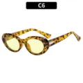 Retro oval leopard print sunglasses with light yellow lenses variant C6 stylish eyewear. - Tortoise