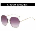 Gafas de sol poligonales sin montura elegantes con lentes degradadas y varillas metálicas. - Marco Dorado Lentes Grises Degradadas