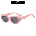 Fashion pink oval sunglasses for women, retro French style acetate frame with dark lenses. - Jelly Pink