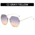 Gafas de sol poligonal sin montura para mujer con lentes degradadas y protección UV. - Montura Dorada Gris Naranja Degradado