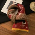 Calda e accogliente sciarpa invernale rossa con motivo, morbida ed elegante per le donne - Sciarpa Rossa