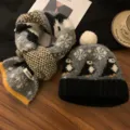Set berretto sciarpa lavorato a maglia in cashmere pinguino caldo inverno donna - Grigio (Cappello E Sciarpa)