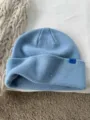 Helle blaue Wollstrickmütze, nahtlose doppellagige Winter warme Slouchy Beanie Mütze. - M (56-58cm) / Babyblau