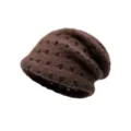 Braune Kaninchenhaar Mischgewebe Strickmütze, atmungsaktives Netz Design für kalte Tage. - Kaffeebraun