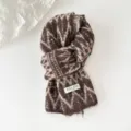 Brauner Norwegermuster Strickschal Damen, dicker warmer Winterschal im Winterhalstuch. - Sandelholz Braun