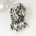 Fair Isle Jacquard Knitted Scarf Winter Thickened Warm Korean Style Neck Warmer Black - Gentle Beige