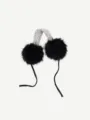 Fluffy Winter Earmuffs Cute Warm Ear Warmers Soft Plush Earmuffs for Women and Students - Black